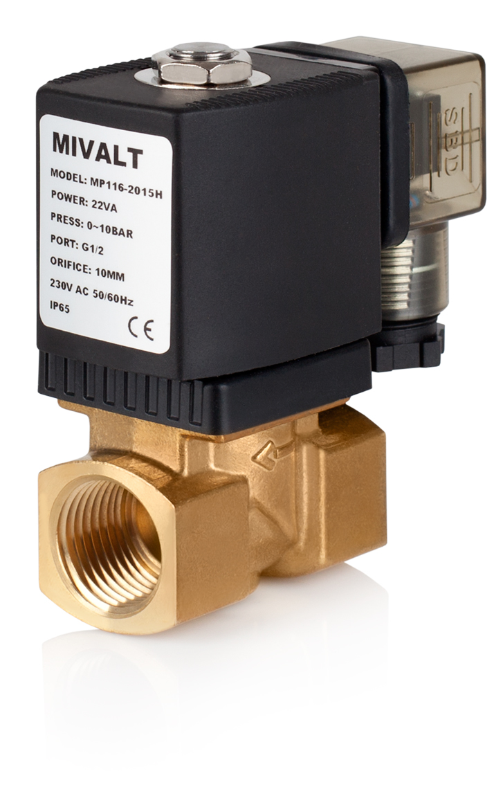 Elektromagnetický ventil MP 116-2015, NC, 1/2", 230V AC, mosaz  (0,2 -10 bar)