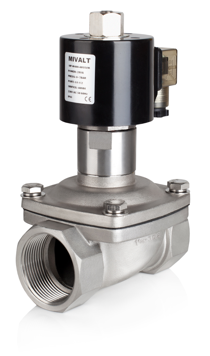 MP W400-40SNK 230V AC 2/2 el.mag. ventil,nerez AISI304,DN40,G6/4",0-7Bar,membr.NBR, NO