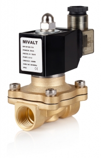 Ventil MP-W160-15N, NC, 1/2", 230V AC, dvoucestný mosazný, (0-10bar)